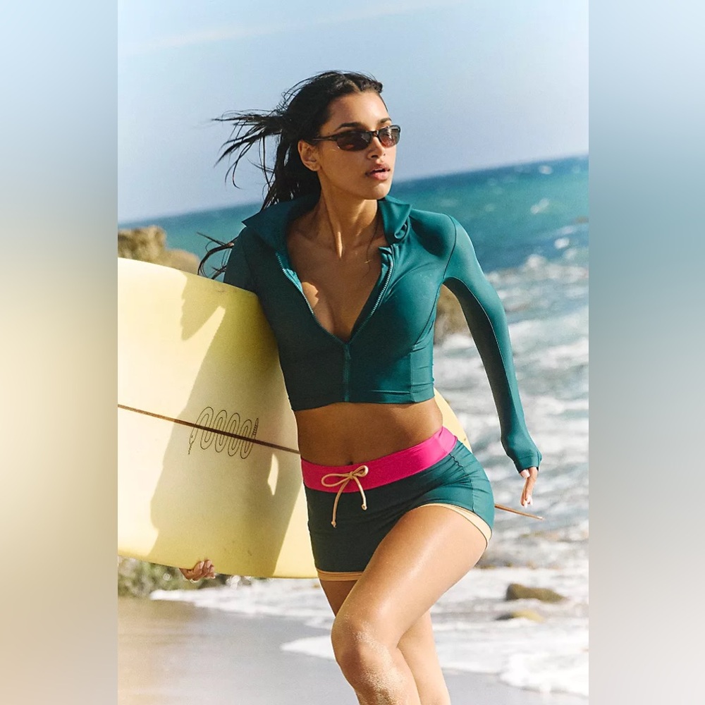 New Free People x Seea Selezza Rad Zip UV Protection Surf Crop Swimsuit Top